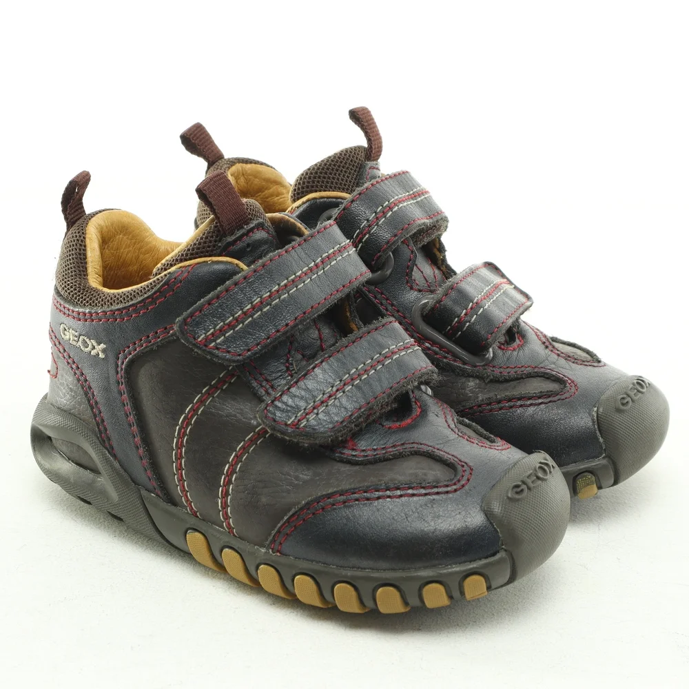 Geox Kids All Leather Sneaker Hook & Loop Baby & Walker Size US5.5 EUR21 Brown - Picture 5 of 16